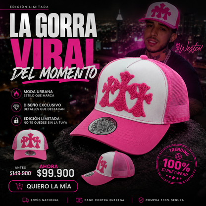Gorra Chrome H. Truck Rosa 3 crosses 🔥