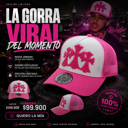Gorra Chrome H. Truck Rosa 3 crosses