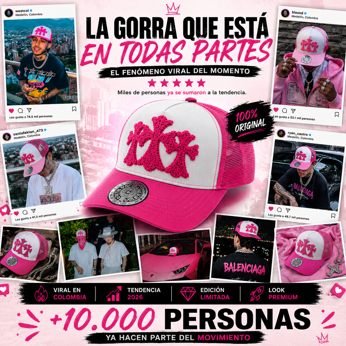 Gorra Chrome H. Truck Rosa 3 crosses 🔥